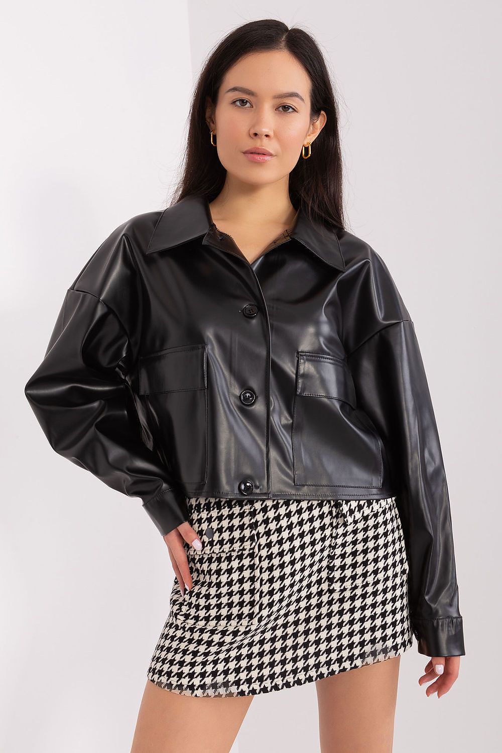 Leather look transitional jacket