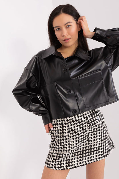 Leather look transitional jacket