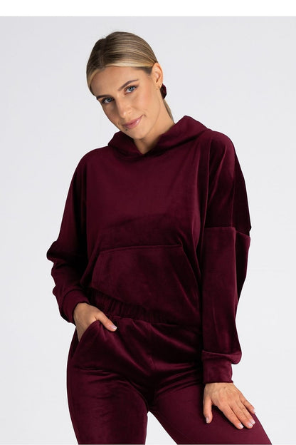 Velour sweatshirt with hood