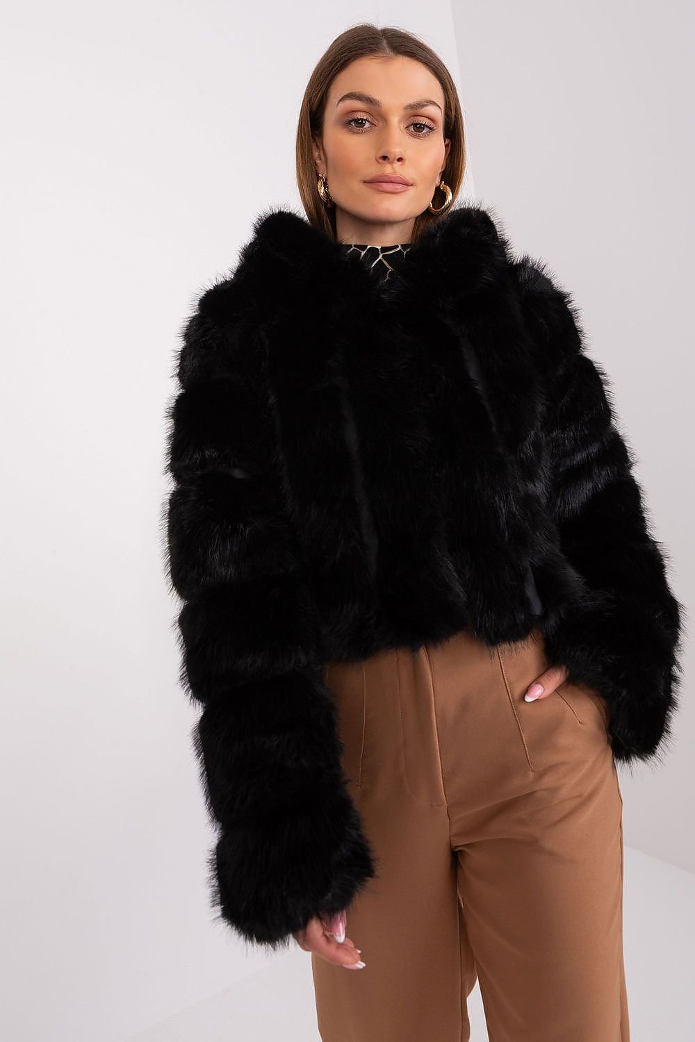 Hooded fur jacket