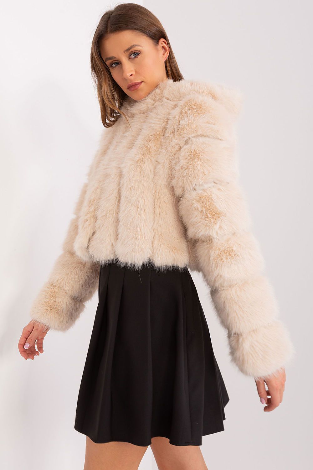 Hooded fur jacket