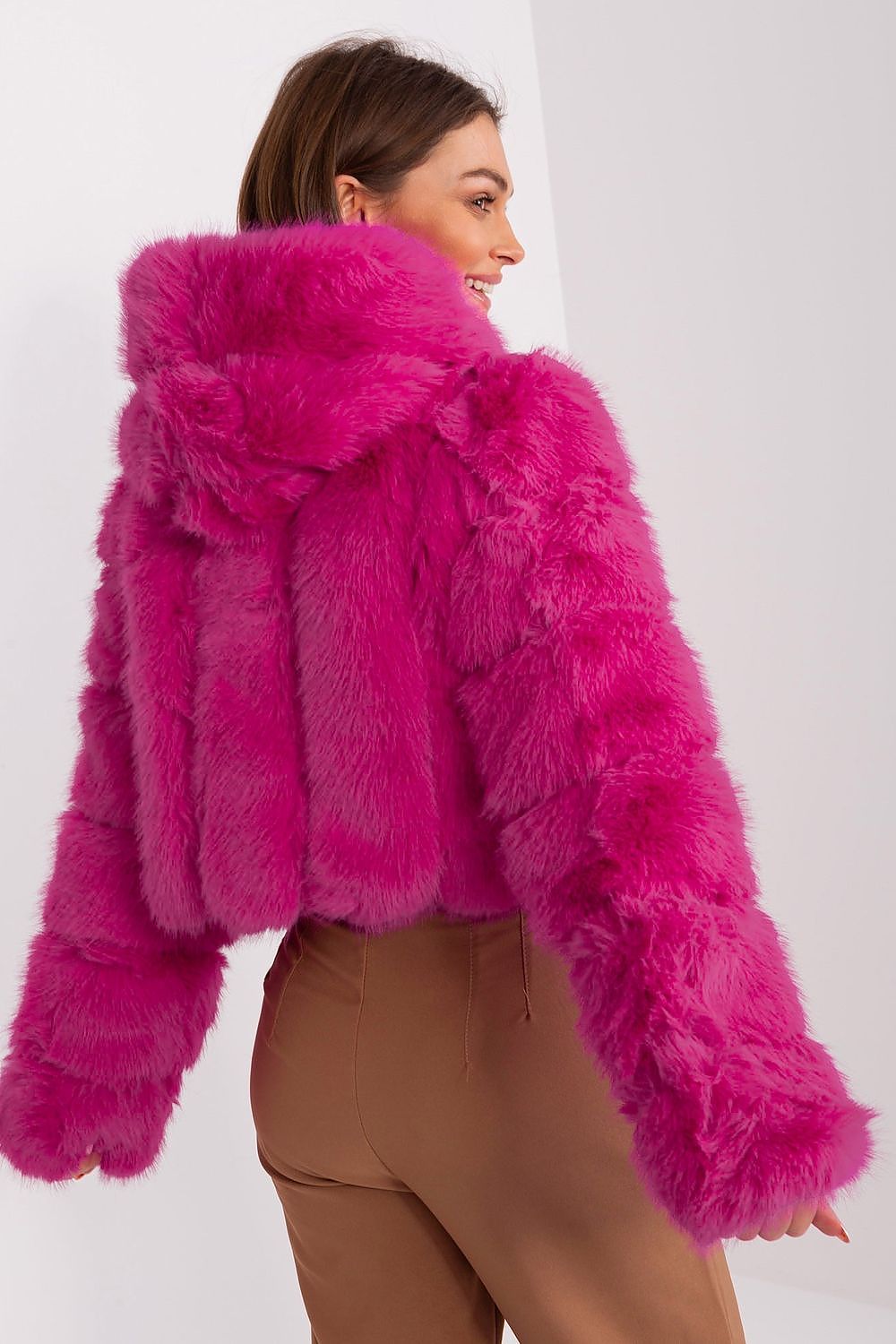 Hooded fur jacket