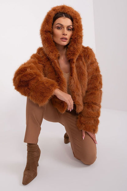 Hooded fur jacket