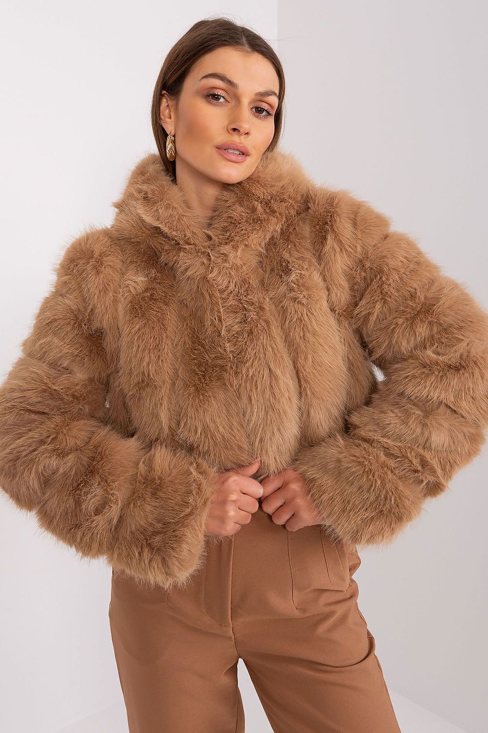 Hooded fur jacket