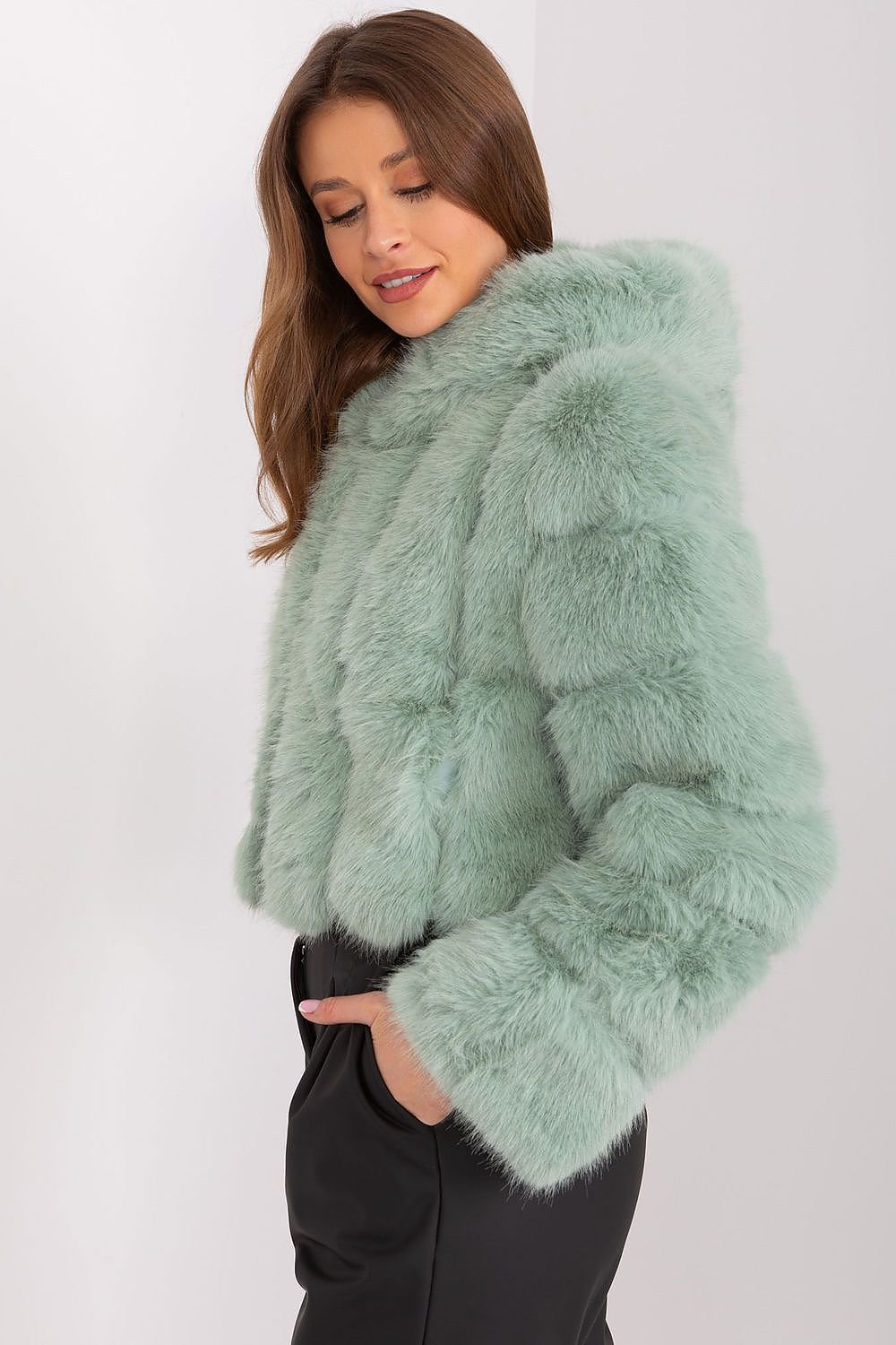 Hooded fur jacket