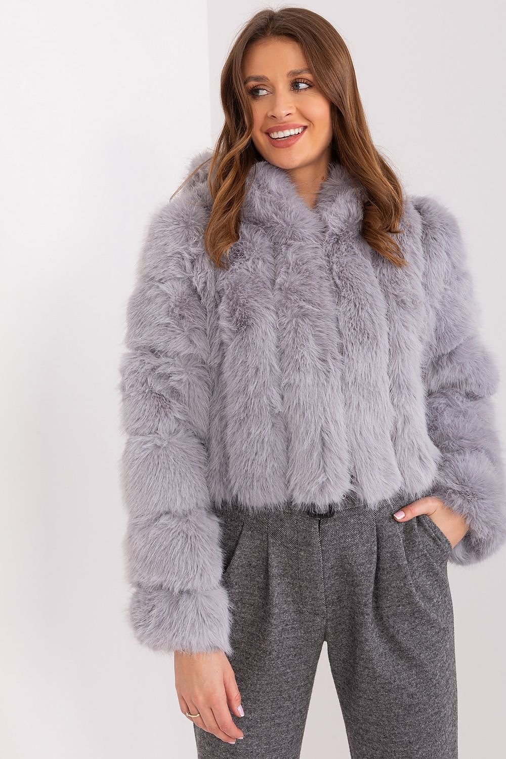 Hooded fur jacket