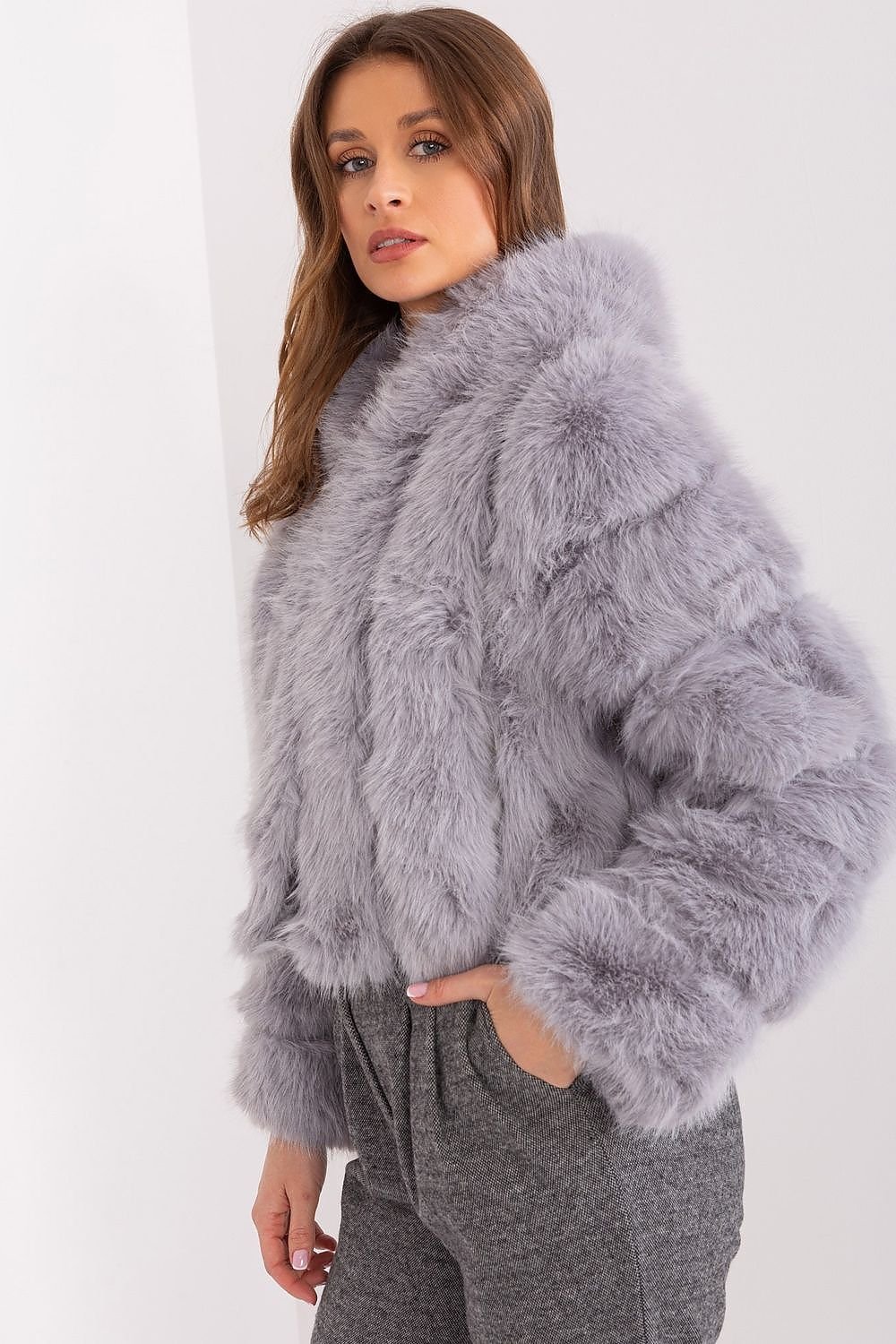 Hooded fur jacket