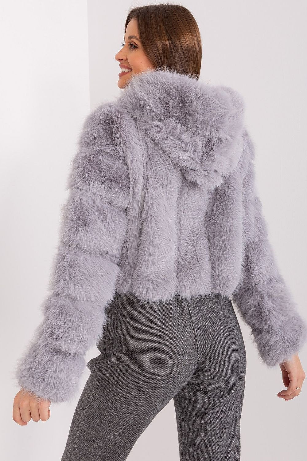 Hooded fur jacket