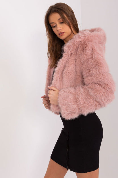 Hooded fur jacket