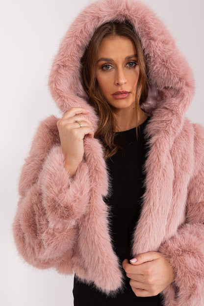 Hooded fur jacket