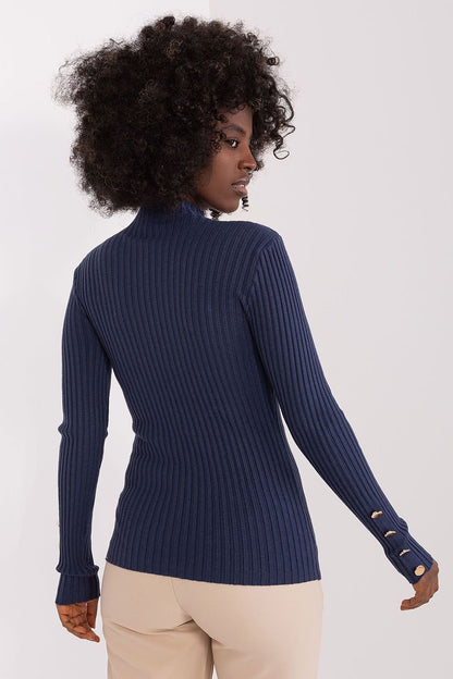 High neck button jumper