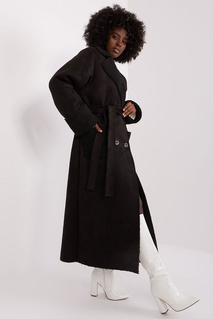 Teddy tie belt coat long