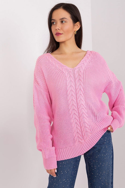 V-neck jumper pink