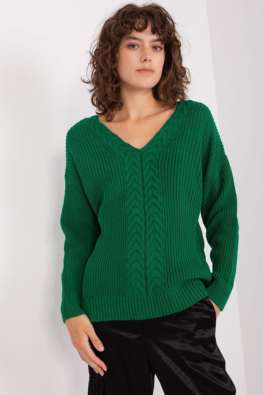 V-neck jumper green