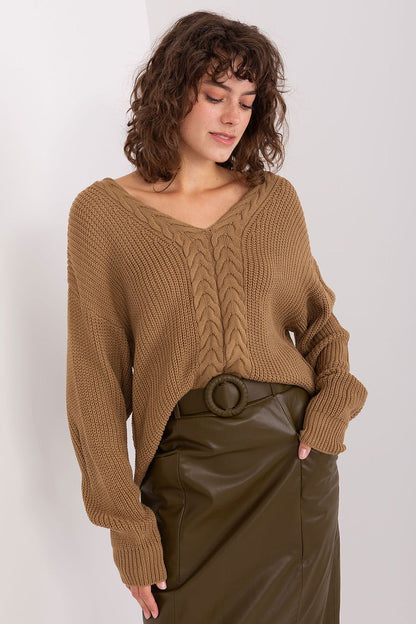 V-neck jumper brown