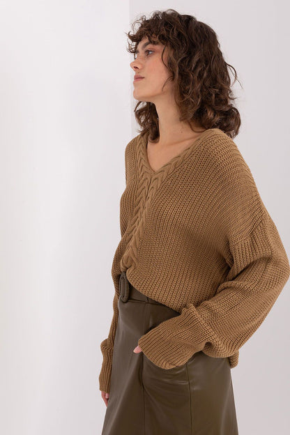 V-neck jumper brown