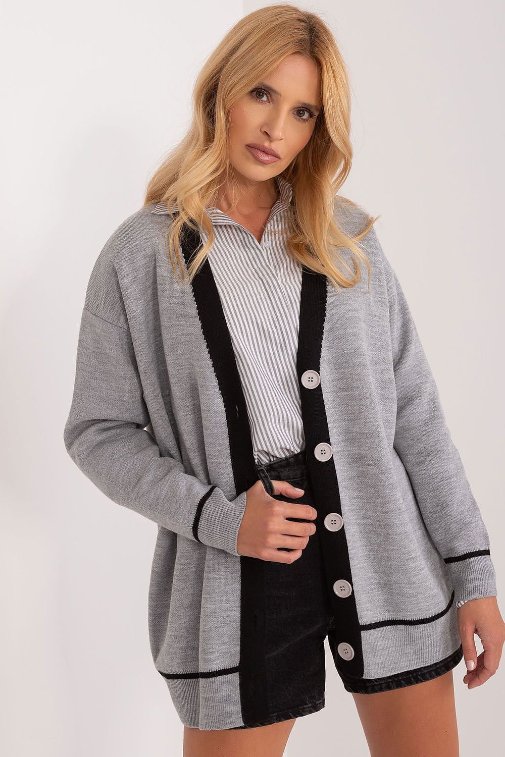 Duo colour cardigan Grey