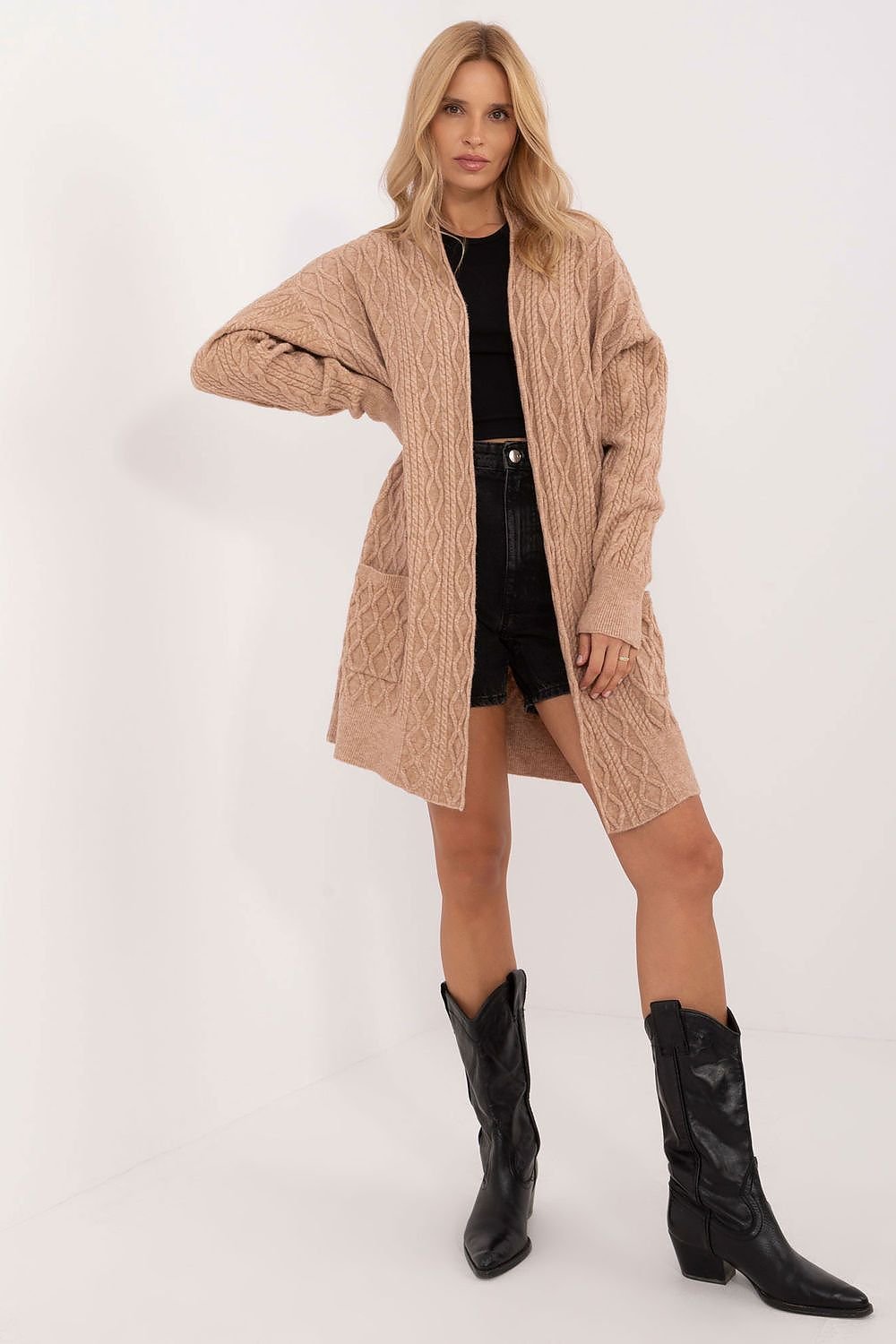 Textured cardigan long