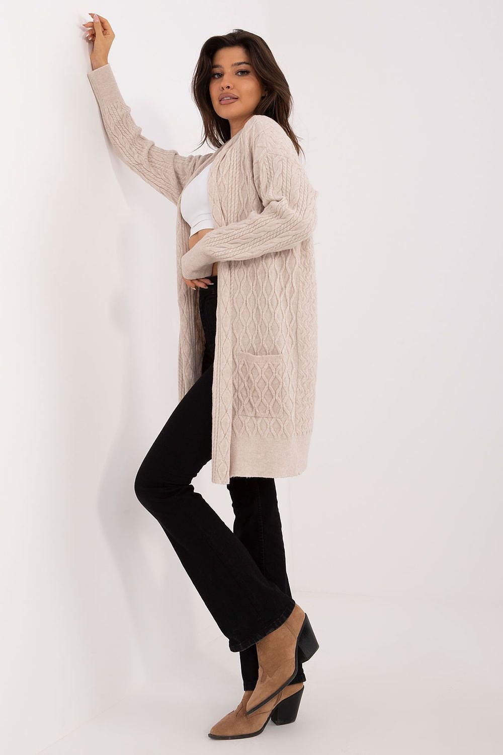 Textured cardigan long