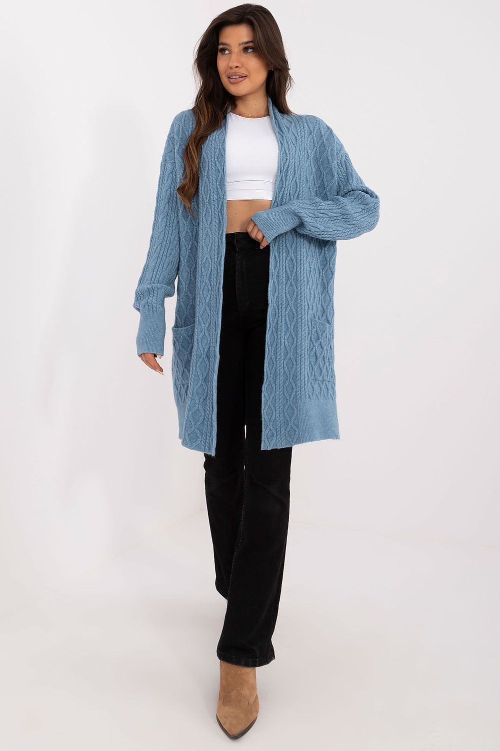 Textured cardigan long