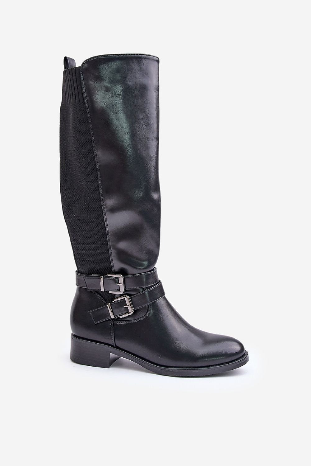 Classic cut leather look boots