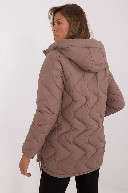 Quilted standard length jacket brown