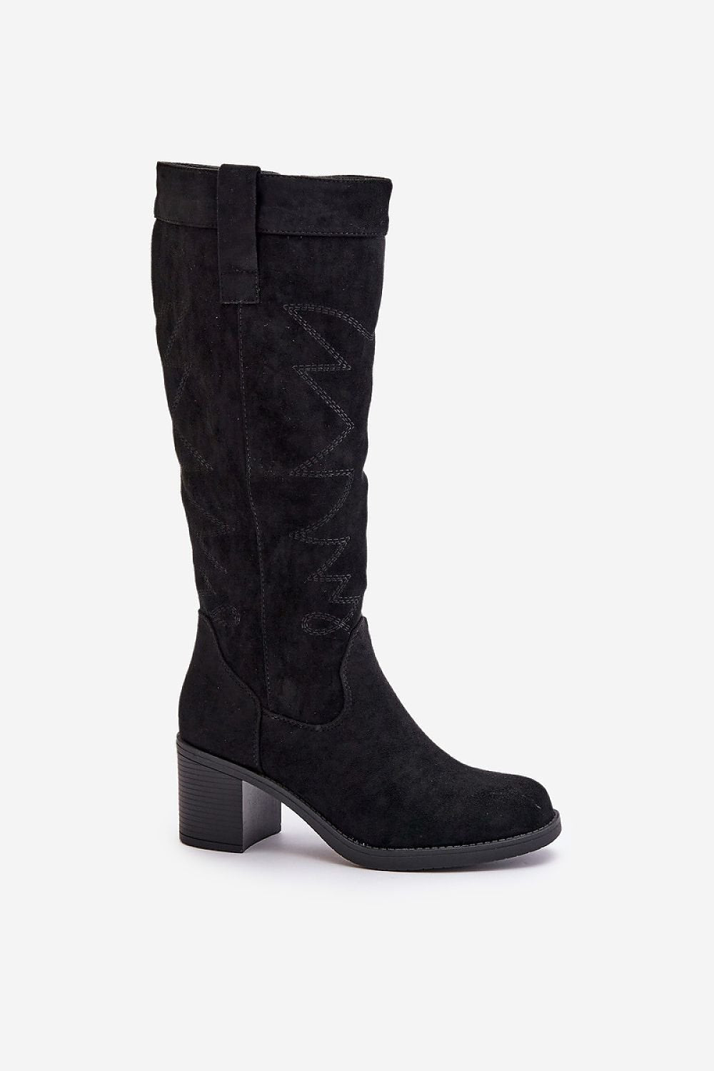 Faux suede block heel boots