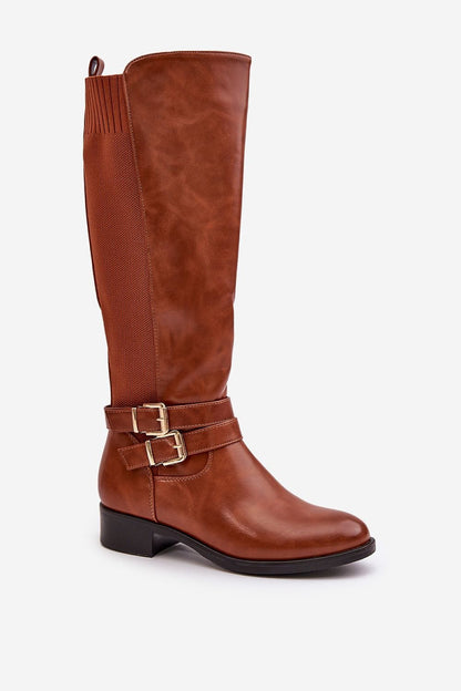 Classic cut leather look boots