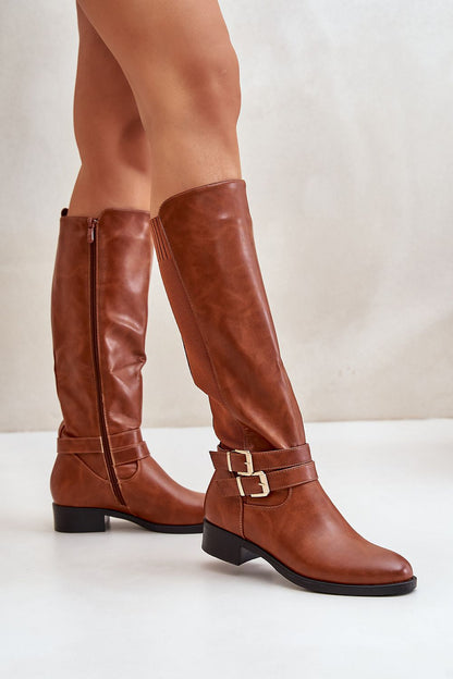 Classic cut leather look boots