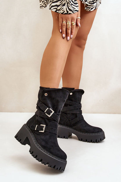 Chunky buckle boots