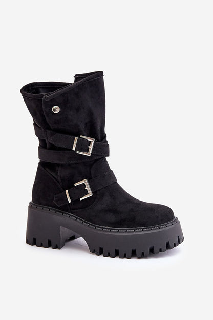 Chunky buckle boots