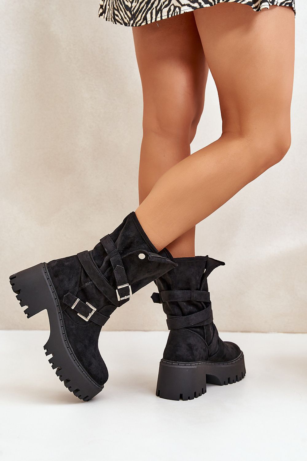 Chunky buckle boots