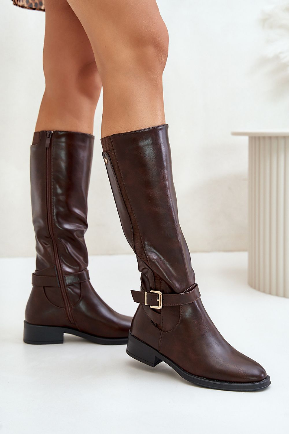 Buckle belt boots