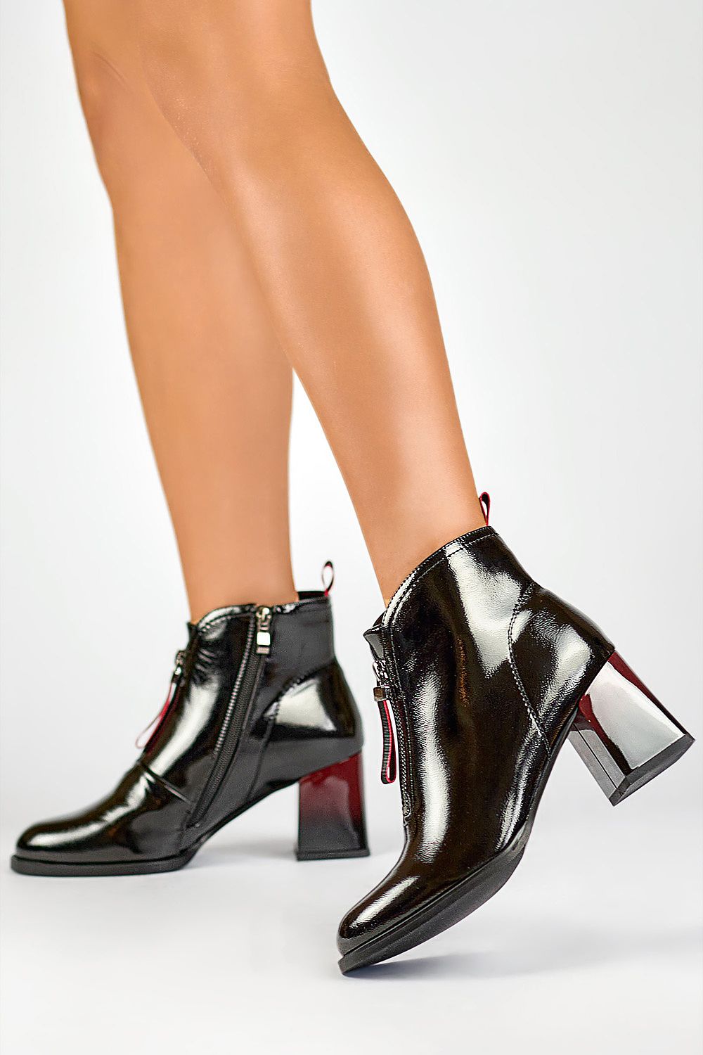 Patent leather ankle boots