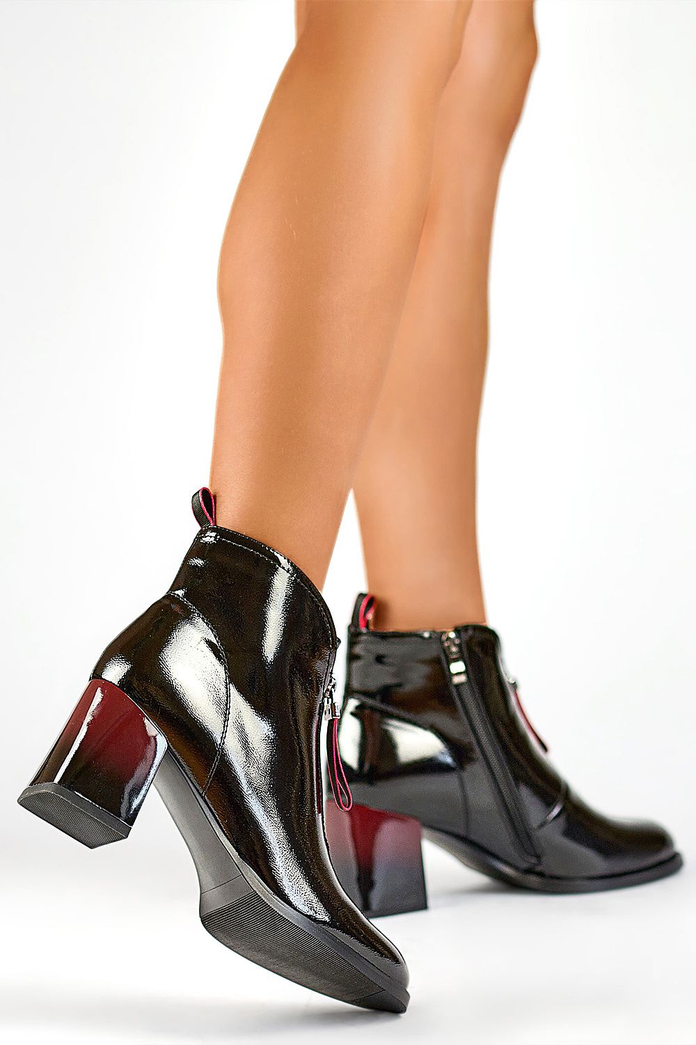 Patent leather ankle boots