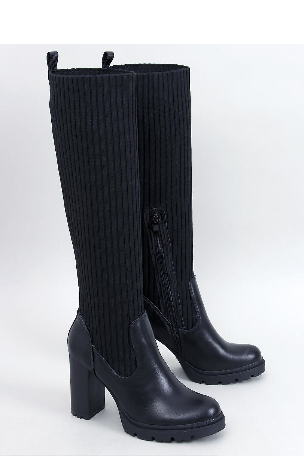 Leatherette knee boots