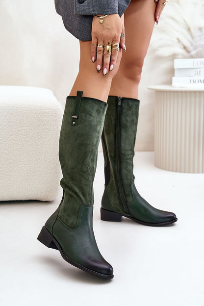 Suede leather look boots