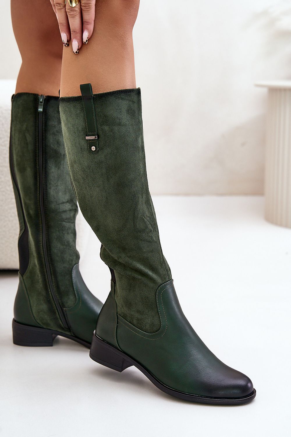 Suede leather look boots