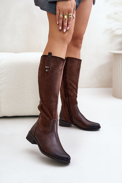 Suede leather look boots