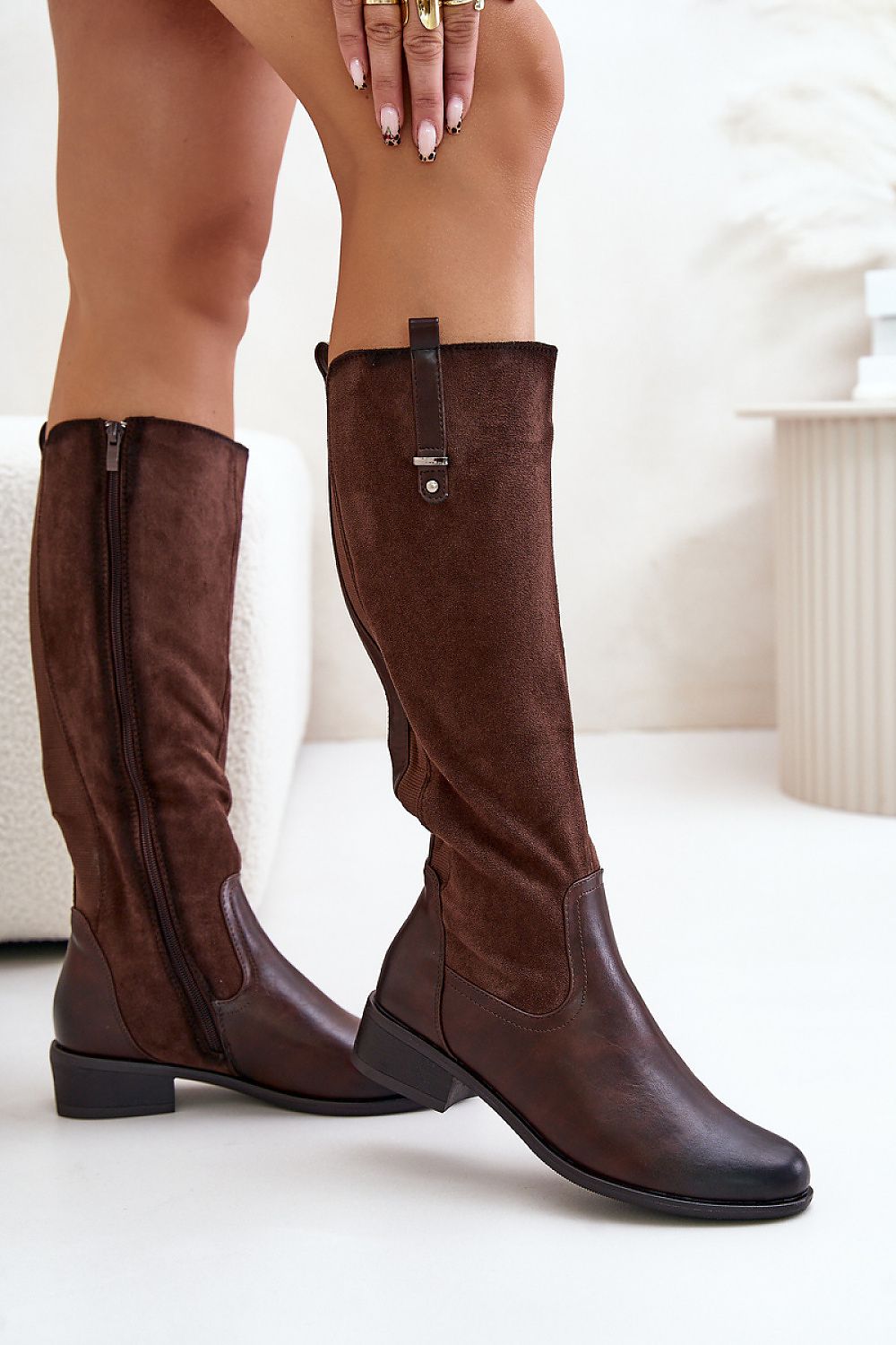 Suede leather look boots