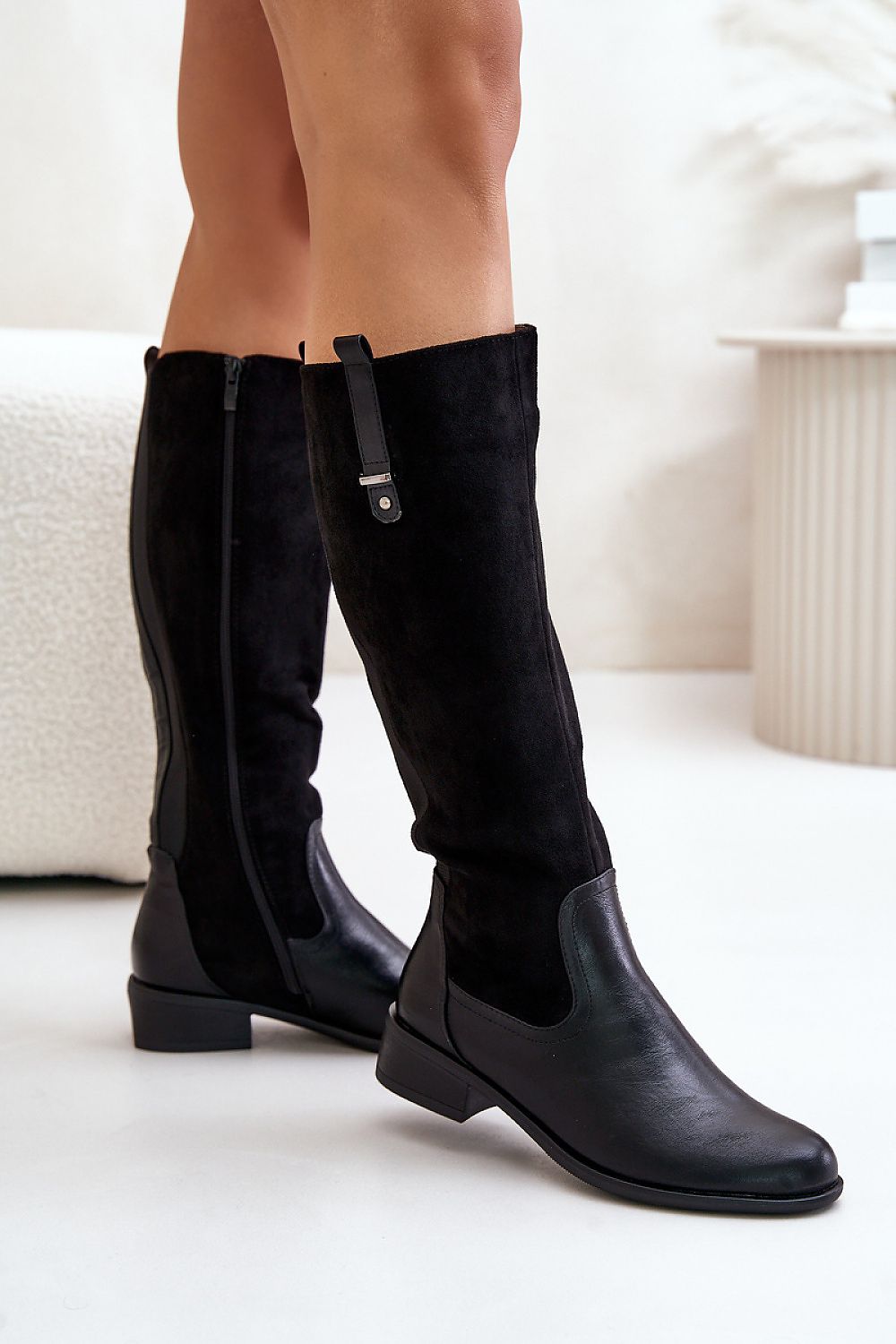 Suede leather look boots