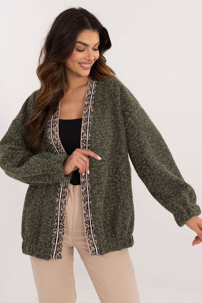 Unbuttoned cardigan with trim