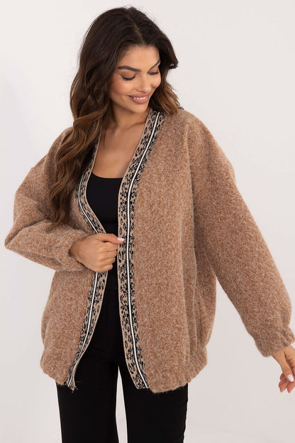 Unbuttoned cardigan with trim