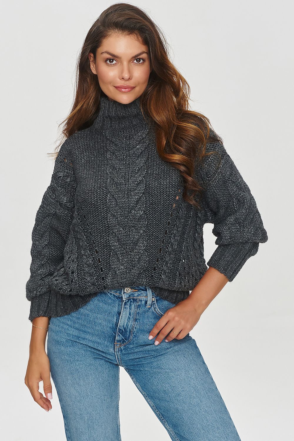 Turtleneck cable sweater