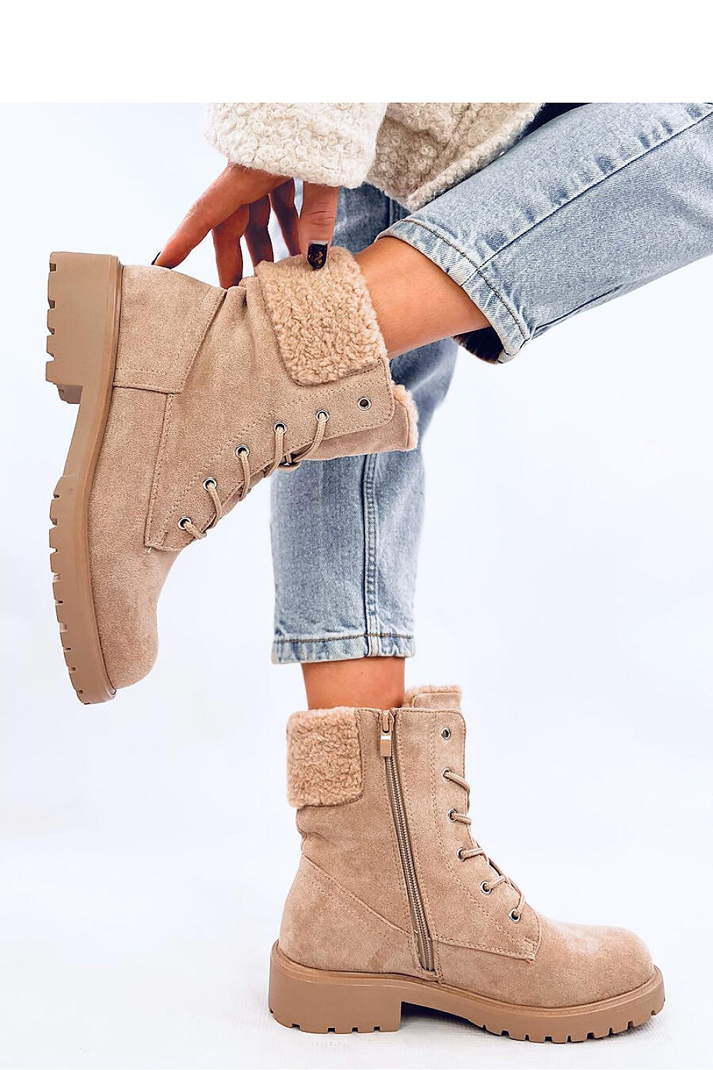 Lace up suede boots