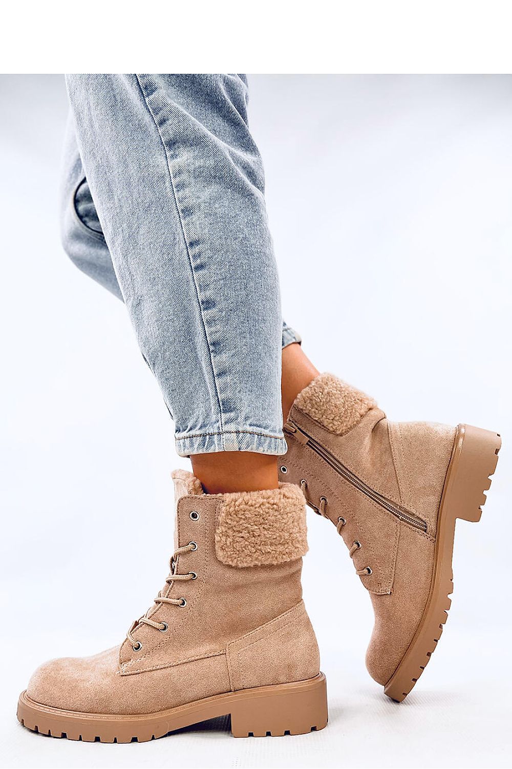 Lace up suede boots