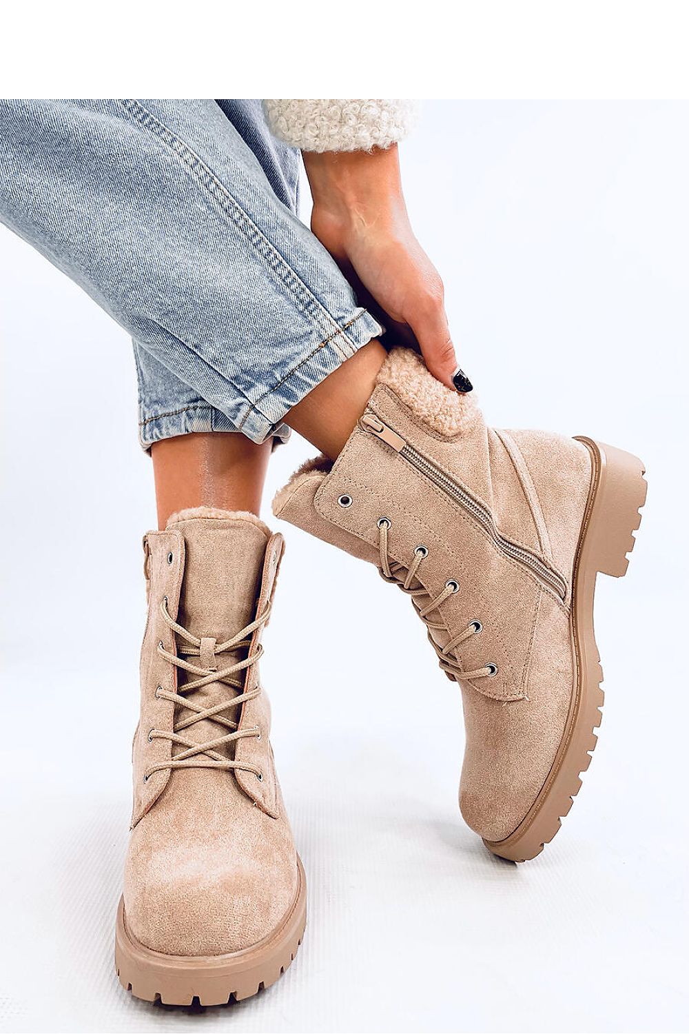 Lace up suede boots