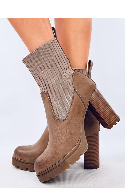 Combi sock heel boots brown