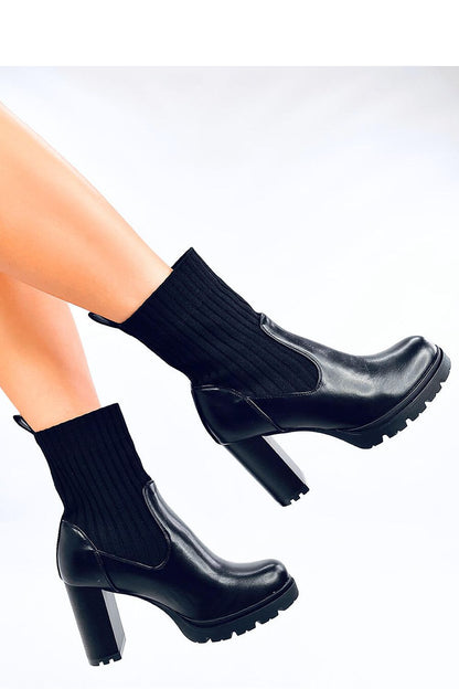 Combi sock heel boots black