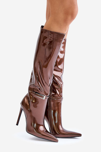 Stiletto shiny high boots